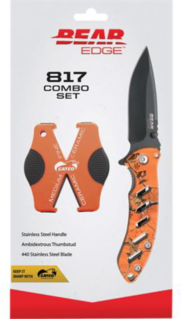 Bear & Son Cutlery Brisk 1.0 Combo Set 4 1/16 Orange Folder & 6224 Sharpener
