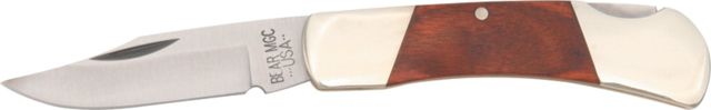 Bear & Son Lockback RoseWood Fold Knife SS clip Blade RoseWood Handle BC