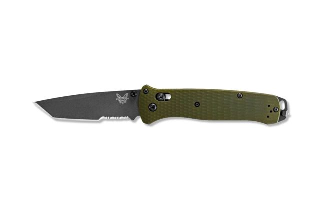 Benchmade Bailout Folding Knife 3.38in CPM-M4 Serrated Tanto Blade Woodland Green Handle