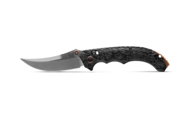 Benchmade Black Class Mini Bedlam Folding Knife 3.45in CPM S90V Stainless Steel Marbled Carbon Fiber Carbon Fiber