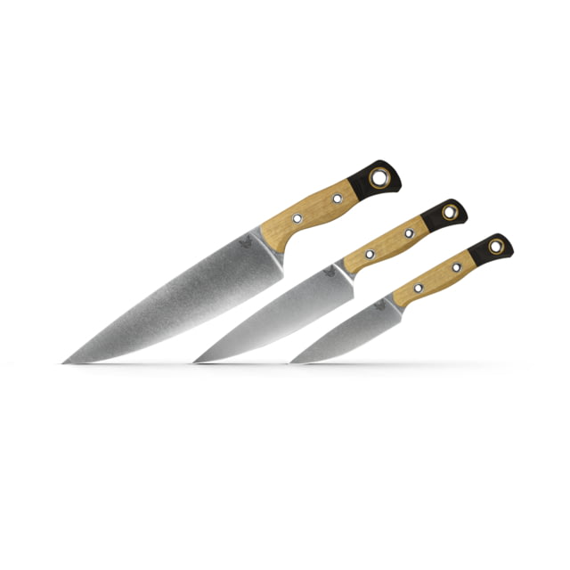 Benchmade Cutlery 3 Piece Kitchen Knife Set 4.3in 6.16in 8.04in CPM-154 Stainless Steel G10 Maple Valley w/Black bolster