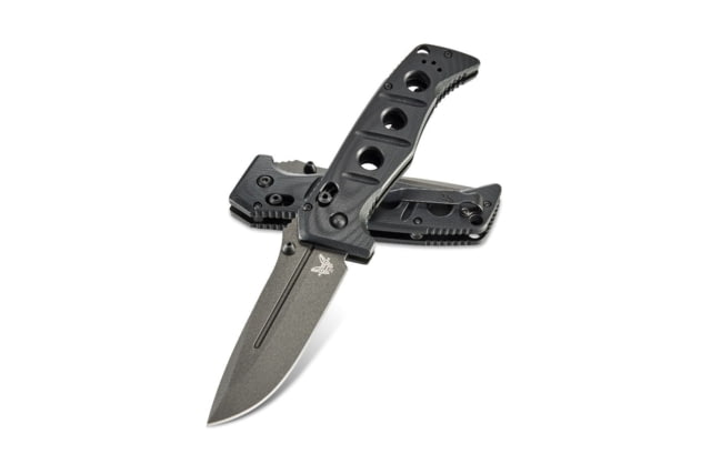 Benchmade Sibert Adamas Axis Stud Folding Knife 3.82in CPM-CruWear Steel Drop Point Grey Coated Blade Contoured G-10 Handle