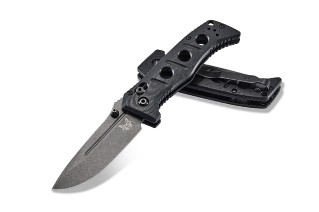 Benchmade Sibert Mini Adamas Axis Stud Folding Knife 3.25in CPM-CruWear Steel Drop Point Grey Coated Blade Contoured G-10 Handle