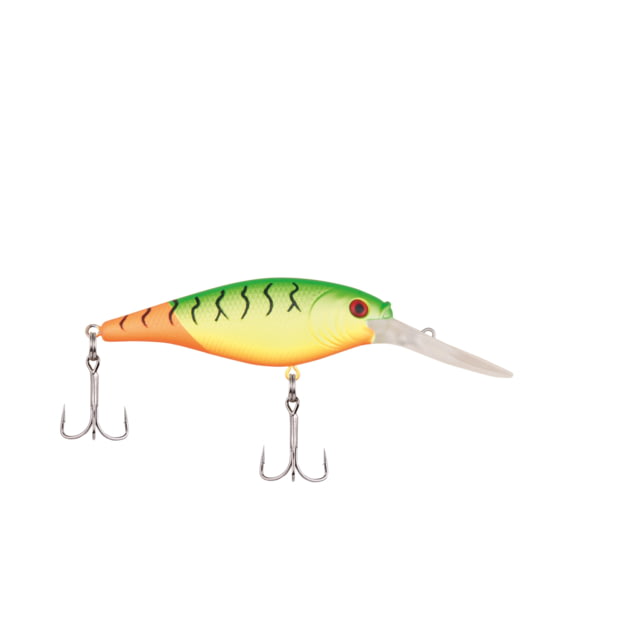 Berkley Flicker Shad Hard Bait Crankbait 1/8 oz 1 1/2in / 4cm 6ft-8ft / 1.8m-2.4m Hook Size 8 2 Hooks Firetail MF Hot Firetiger