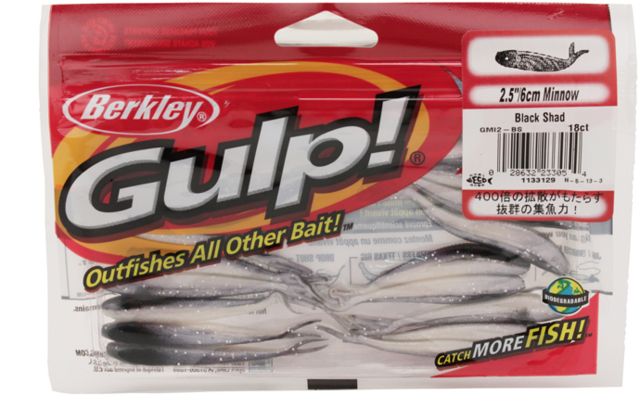 Berkley Gulp Minnow Bait 2 1/2in. Black Shad 176582