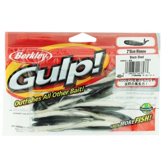 Berkley Gulp Minnow Bait 3in. Black Shad 176275