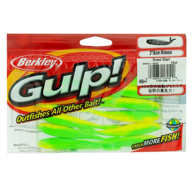 Berkley Gulp Minnow Bait 3in. Green Chartreuse 176280