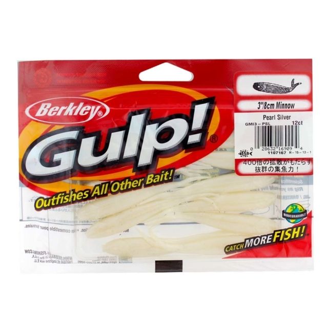Berkley Gulp Minnow Bait 3in. Pearl Silver 176279