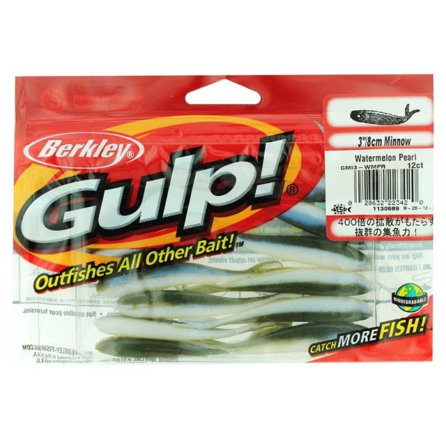 Berkley Gulp Minnow Bait 3in. Watermelon Pearl 176538