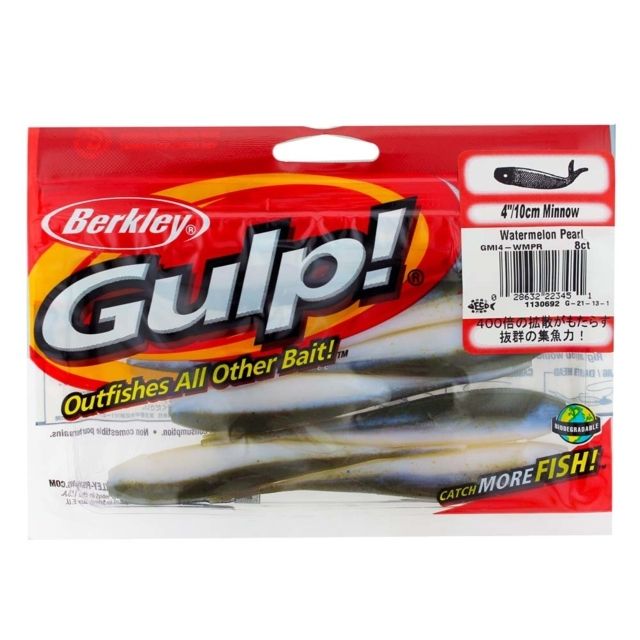 Berkley Gulp Minnow Bait 4in. Watermelon Pearl 176539