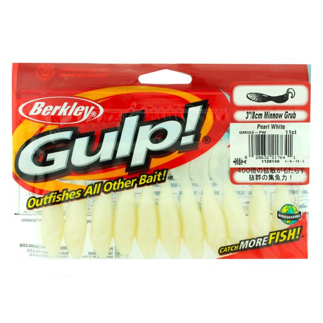 Berkley Gulp Minnow Grub Bait 3in. Pearl White 176474