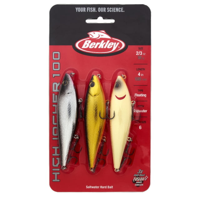 Berkley HighJacker Saltwater Pro Pack Hard Bait Kit Topwater Saltwater 100 2/3 oz 100mm Topwater Hook Size 6 3 Hooks Varies
