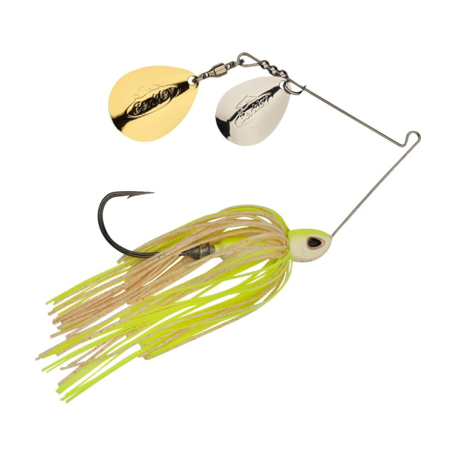 Berkley Berkley Power Blade Compact Double Colorado Spinnerbait 1/2oz White Chartreuse/Silver + Gold