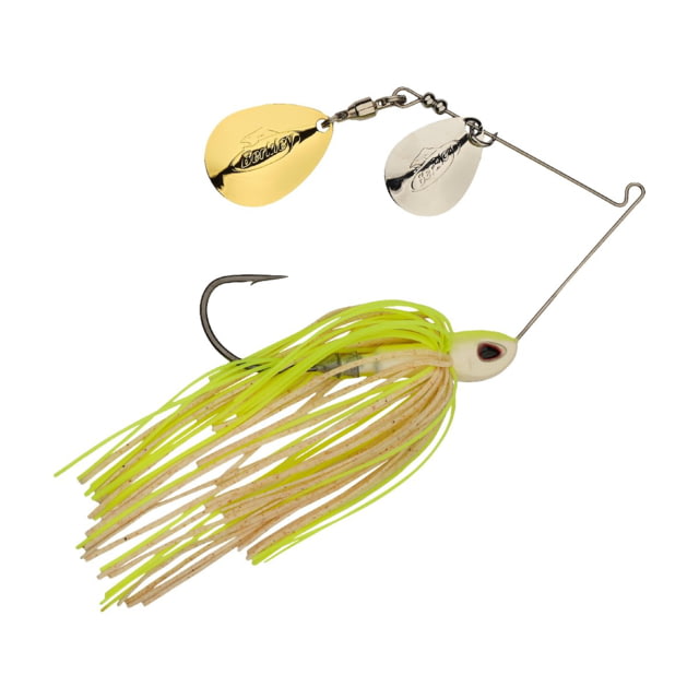 Berkley Berkley Power Blade Compact Double Colorado Spinnerbait 3/8oz White Chartreuse/Silver + Gold