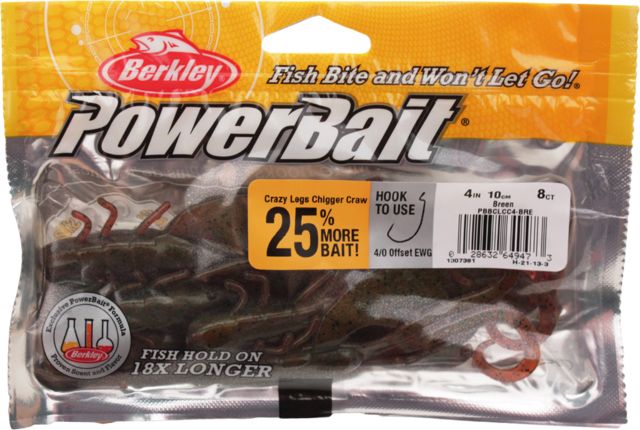 Berkley Powerbait Crazy Legs Chigger Craw 4in. Lure Breen 178817