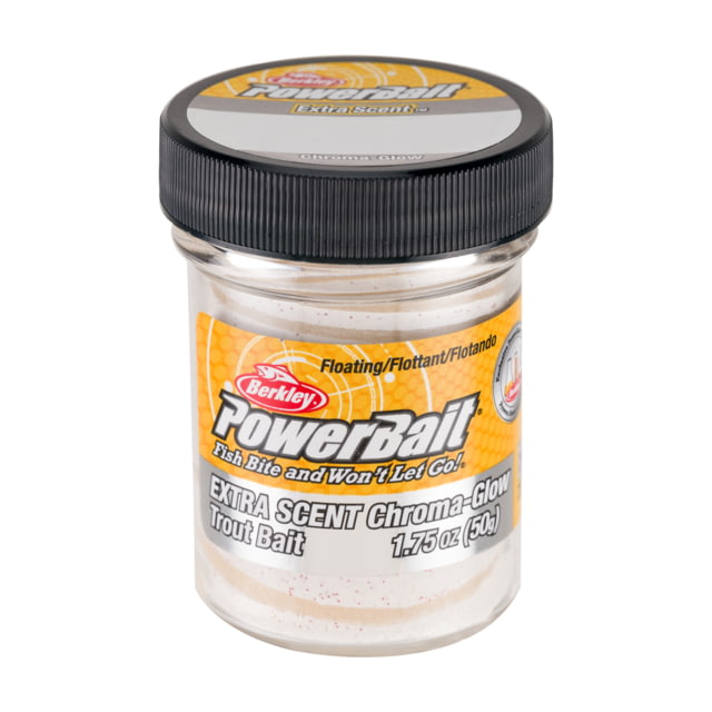 Berkley PowerBait Glitter Chroma-Glow Dough Mallow Glow Red Fleck 1.8oz Jar