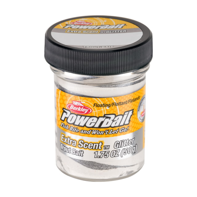 Berkley PowerBait Glitter Trout Bait Silver Vein Jar Floating Trout Bait Disperses Advanced Scent And Flavor Enhancers