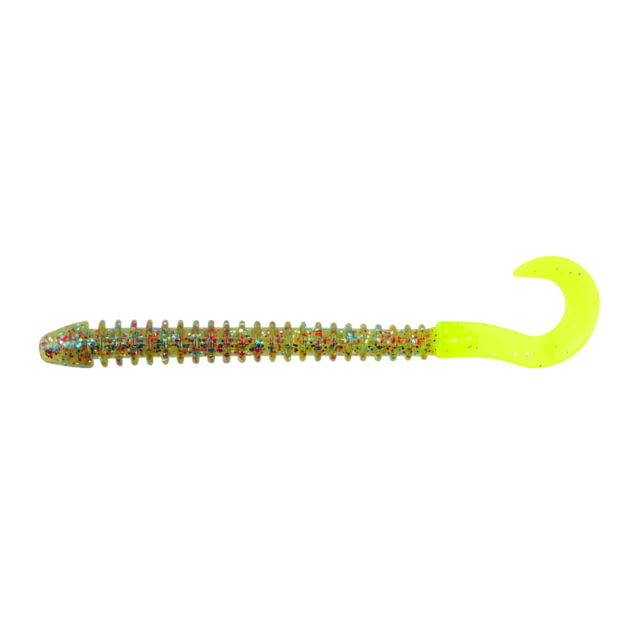 Berkley PowerBait Rib Worm Soft Bait Lures 10 Pack 4in Firecracker/Chartreuse 4in PBBRW4-FCH