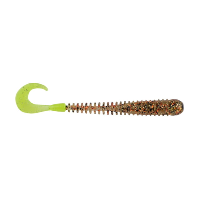 Berkley Berkley PowerBait Rib Worm Soft Bait Lures 4in 10 Pack Gold Cracker/Chartreuse