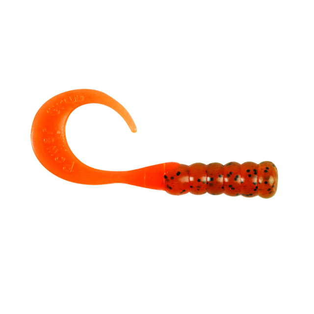 Berkley PowerBait Ribbontail Grub 15 3in Pumpkinseed & Fluorescent Orange