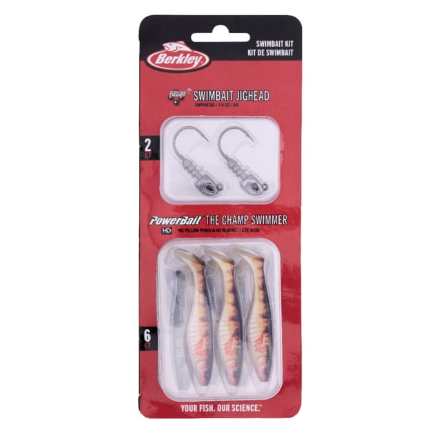 Berkley Berkley PowerBait The Champ Swimmer Kit 3in 8 Pack HD Yellow Perch and HD Bluegill