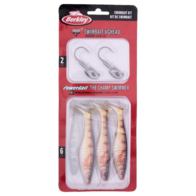 Berkley Berkley PowerBait The Champ Swimmer Kit 4.6in 8 Pack HD Yellow Perch and HD Bluegill