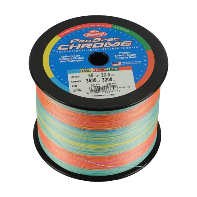 Berkley Berkley ProSpec Chrome 5 x 20ft Metered Braid Line 50lb 3500yd 5-Color Metered 0.014 in/0.35 mm