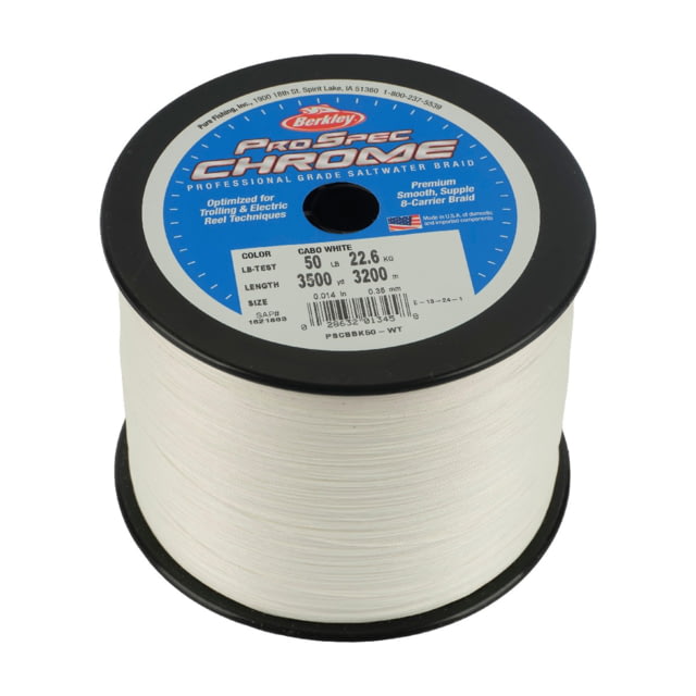 Berkley Berkley ProSpec Chrome Premium Braid Line 20lb 3500yd Cabo White 0.010 in/0.25 mm