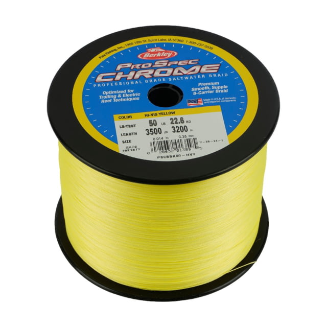 Berkley Berkley ProSpec Chrome Premium Braid Line 20lb 3500yd Hi-Vis Yellow 0.010 in/0.25 mm