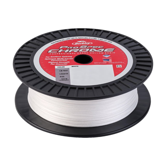 Berkley Berkley ProSpec Chrome Premium Hollow Braid Superline 0.022in/0.55mm 80lb/36.2kg 500yd/457m Cabo White 0.022 in/0.55 mm