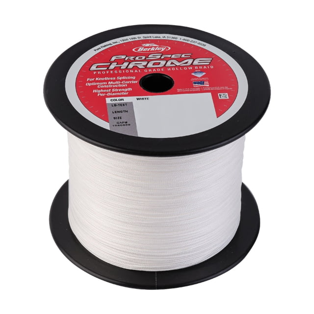 Berkley Berkley ProSpec Chrome Premium Hollow Braid Superline 0.032in/0.81mm 130lb/58.9kg 500yd/457m Cabo White 0.032 in/0.81 mm