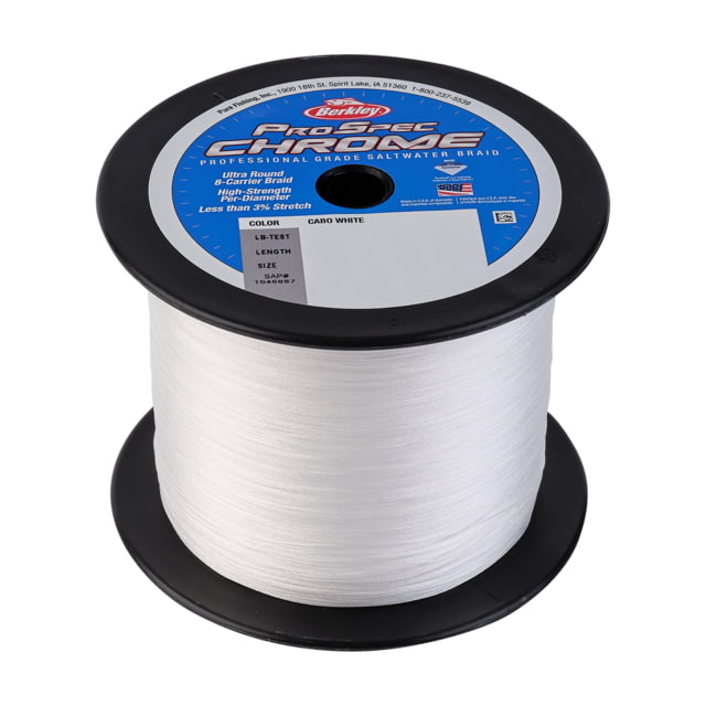 Berkley ProSpec Chrome Premium Saltwater Braid Superline 0.012in/0.30mm 30lb/13.6kg 2500yd/2286m 8lb Cabo White