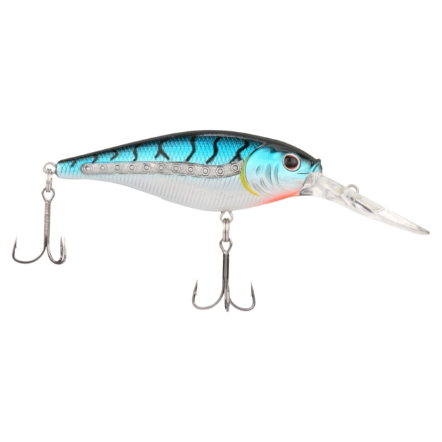 Berkley Scented Flicker Shad Hard Bait Crankbait 5/16 oz 2 3/4in / 7cm 11ft-13ft / 3.4m-4.0m Hook Size 6 2 Hooks Blue Tiger