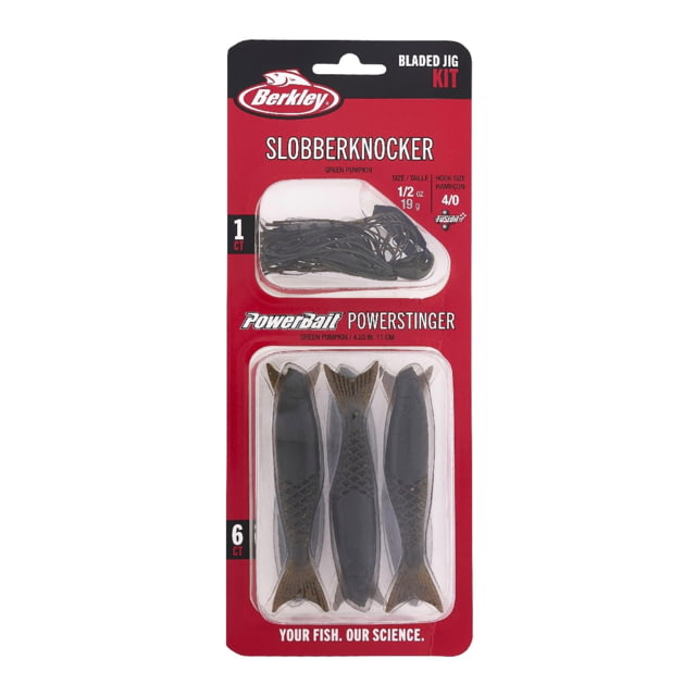 Berkley Berkley Slobberknocker And PowerStinger Kit 1/2oz 7 Pack Green Pumpkin