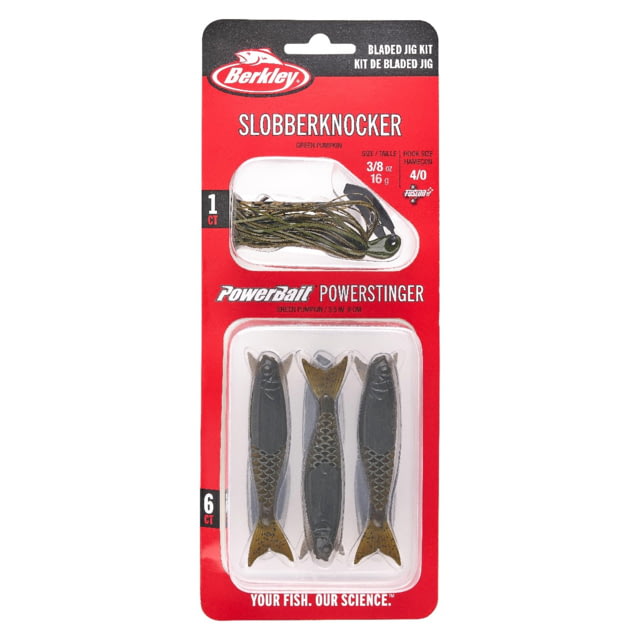 Berkley Berkley Slobberknocker And PowerStinger Kit 3/8oz 7 Pack Green Pumpkin