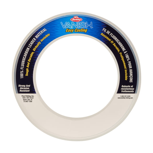 Berkley Vanish Leader Material Coil Line 0.022in/0.55mm 30lb/13.6kg 30yd/27m Clear