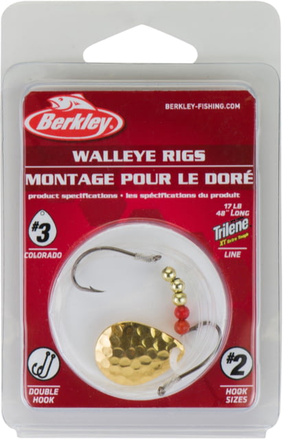 Berkley Walleye Rig - Colorado Hook Size Front 2 / Back 2 Tackle Size 3 Tackle Style Colorado Blade Number of Hooks 2 Break Strength 17lb / 7.7kg