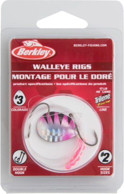 Berkley Walleye Rig - Colorado Hook Size Front 2 / Back 2 Tackle Size 3 Tackle Style Colorado Blade Number of Hooks 2 Break Strength 17lb / 7.7kg