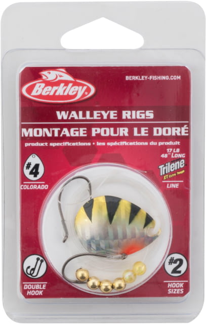 Berkley Walleye Rig - Colorado Hook Size Front 2 / Back 2 Tackle Size 4 Tackle Style Colorado Blade Number of Hooks 2 Break Strength 12lb / 5.4kg