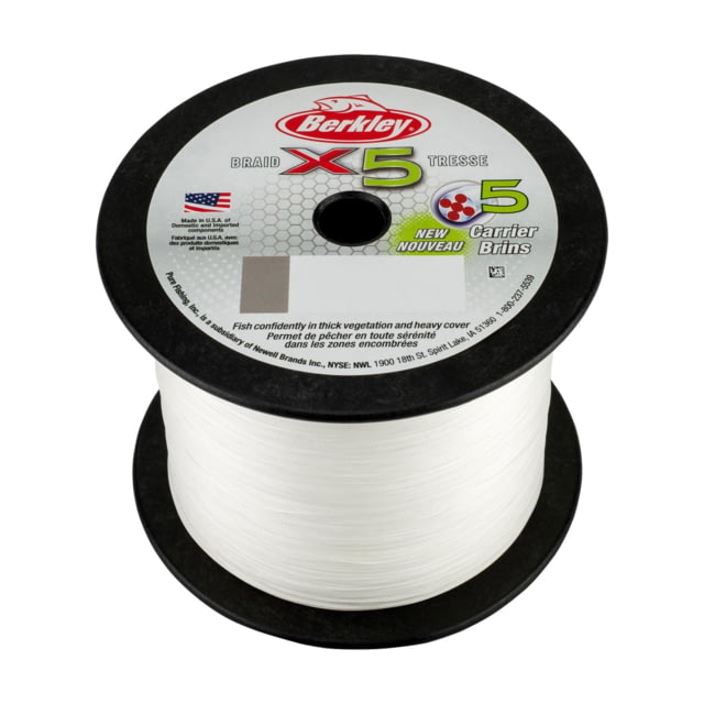 Berkley x5 Braid Superline 0.20mm class/0.008in class 30lb test/45 lbC/20.6kg 2188yd/2000m 10lb Crystal
