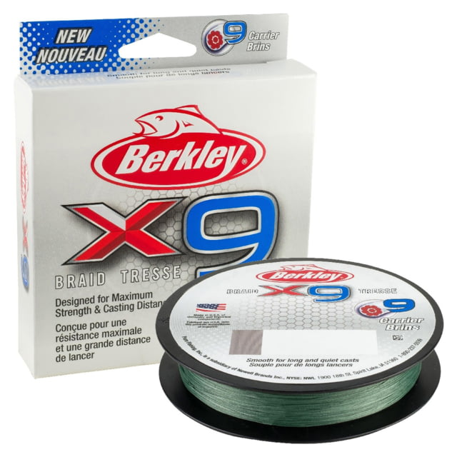Berkley Berkley X9 Braid 9-carriers create stress free line 165yd 10/4lb test 0.008 Diam in Low-Vis Green X9BFS10-22 Low-Vis Green 0.005 in/0.12 mm
