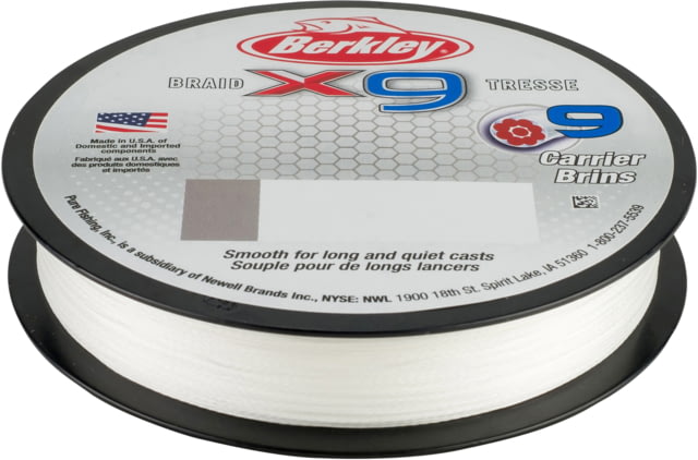 Berkley X9 Braid 9-carriers create stress free line 165yd 30/10lb test 0.012 Diam in Crystal