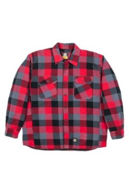 Berne Flannel Shirt Jacket - Men's Plaid Red E Medium Regular