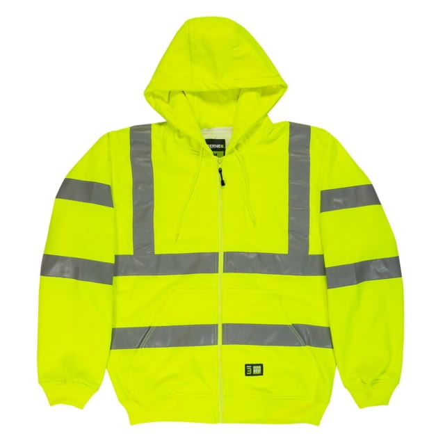 Berne Hi-Vis Class 3 Lined Hooded Sweatshirt - Men's Yellow Medium