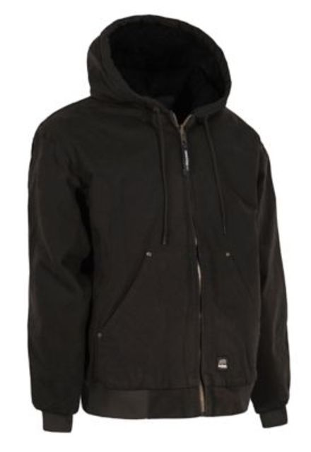 Berne Original Washed Hooded Jacket - Quilt Lined- - Men's Black Extra Large Tall