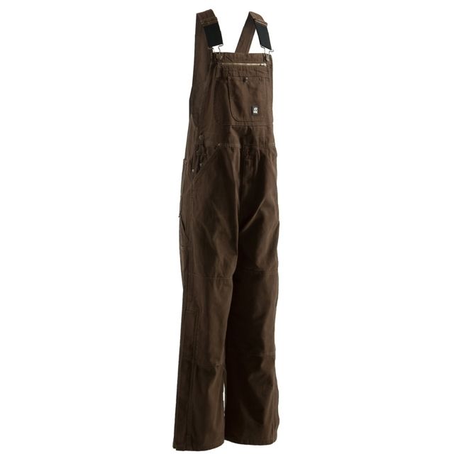 Berne Unlined Washed Duck Bib Overall - Men's 38 in Extra Short Inseam Bark
