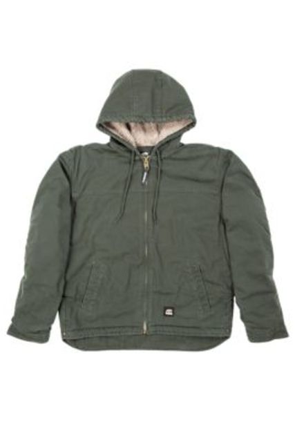 Berne Washed Hooded Work Coat - Mens Moss Large Tall