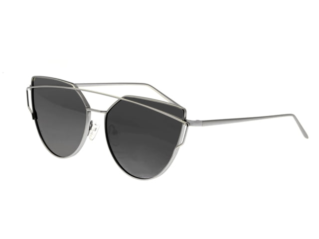 Bertha Aria Polarized Sunglasses Silver Frame Black Lens - Women's
