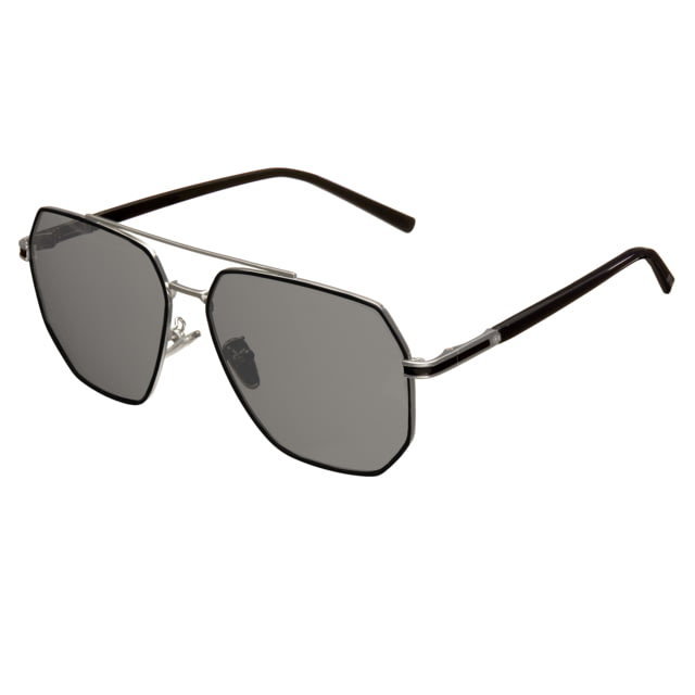 Bertha Brynn Sunglasses - Womens Silver Frame Black Polarized Lens Silver/Black One Size
