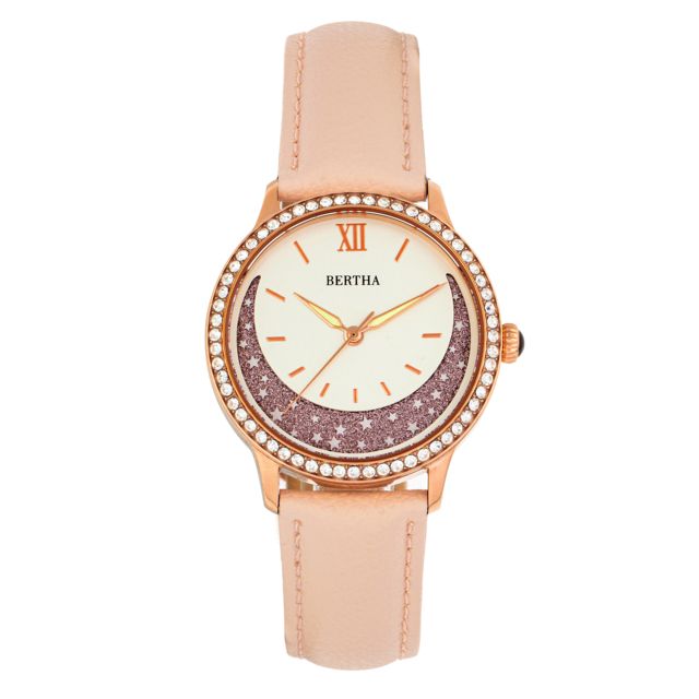 Bertha Dolly Leather-Band Watch Light Pink One Size